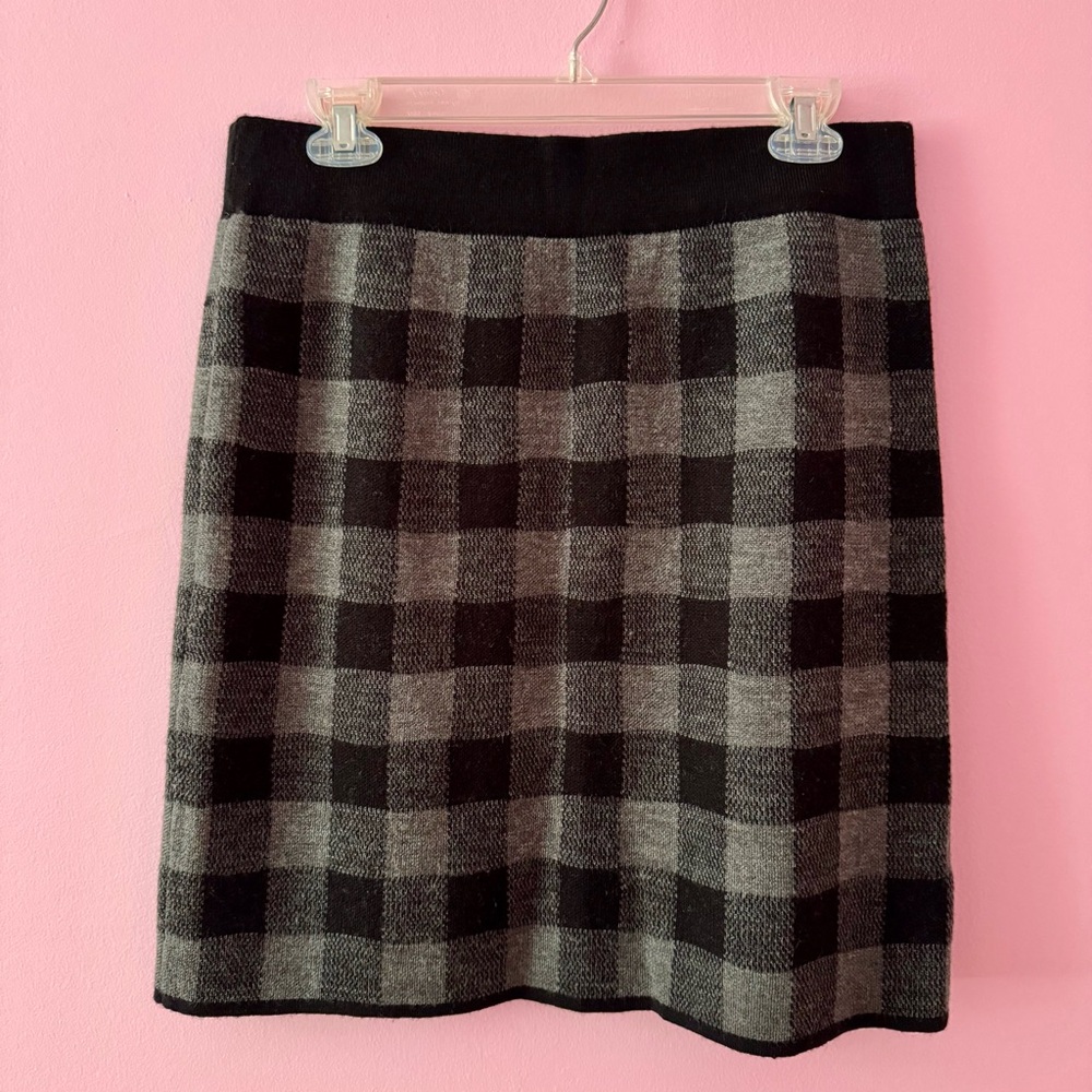 Kenar Gray and Black Wool Blend A-Line Skirt for Work